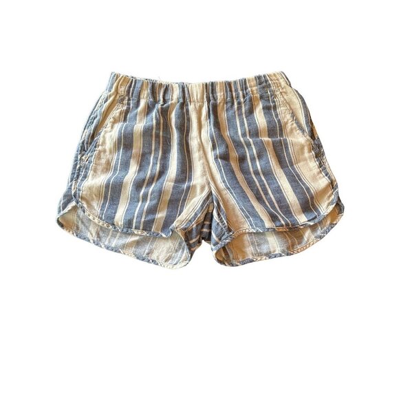Madewell Blue Cream Striped Elastic Waist Pull on Shorts Size Small - Picture 1 of 6